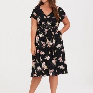Torrid Midi Challis Button-Front Dress